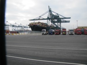 Nu nog containerschepen en trucks met laadkisten in en aan het Delwaidedok. Vanaf volgend jaar wellicht de bouw van een Sevesobedrijf